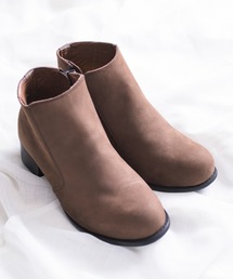Marie Louise マリールイーズ / ストレッチショートブーツ サイドジップラウンドトゥレザーヒールブーツ / MLS-126L