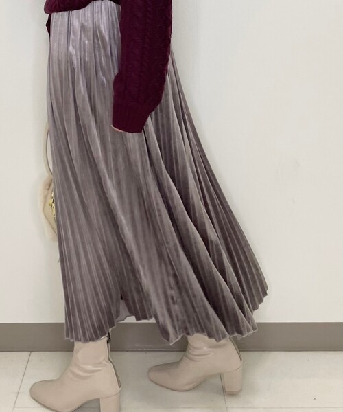 Cutie Blonde(キューティーブロンド)の「◆【S-L】ベロアプリーツスカート(スカート・レディース・ピンク系/ダークグレー/ナチュラル・03/01/02)」の11枚目の写真