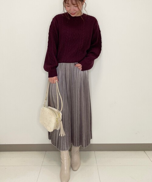 Cutie Blonde(キューティーブロンド)の「◆【S-L】ベロアプリーツスカート(スカート・レディース・ピンク系/ダークグレー/ナチュラル・03/01/02)」の12枚目の写真