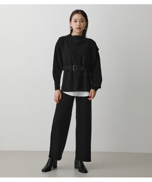 AZUL by moussy（アズールバイマウジー）の「RELAX KNIT PANTS/リラックスニットパンツ（その他パンツ・レディース・マジェンタ/オフホワイト/ブラック・MEDIUM/SMALL）」の16枚目の写真