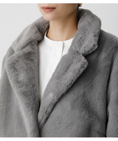 AZUL by moussy(アズールバイマウジー)の「FLUFFY CHESTER COATフラッフィーチェスターコート(チェスターコート・レディース・グレー/ベージュ・SMALL/MEDIUM)」の12枚目の写真