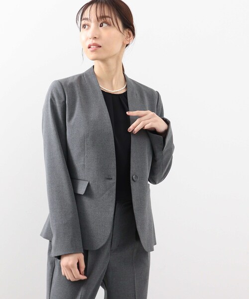 DRESKIP（ドレスキップ）の「◆【S-3L】洗えるキャリーマンVノーカラージャケット（ノーカラージャケット・レディース・ブラック/ネイビー/ダークグレー・01/02/03/04/05）」の3枚目の写真