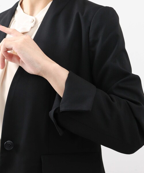 DRESKIP（ドレスキップ）の「◆【S-3L】洗えるキャリーマンVノーカラージャケット（ノーカラージャケット・レディース・ブラック/ネイビー/ダークグレー・01/02/03/04/05）」の11枚目の写真