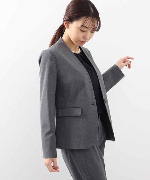 DRESKIP（ドレスキップ）の「◆【S-3L】洗えるキャリーマンVノーカラージャケット（ノーカラージャケット・レディース・ブラック/ネイビー/ダークグレー・01/02/03/04/05）」の16枚目の写真