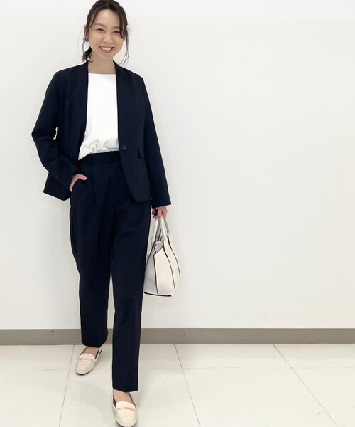 DRESKIP（ドレスキップ）の「◆【S-3L】洗えるキャリーマンVノーカラージャケット（ノーカラージャケット・レディース・ブラック/ネイビー/ダークグレー・01/02/03/04/05）」の4枚目の写真