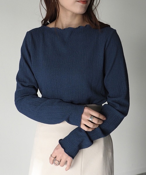 Riberry（リベリー）の「ボートネックメロートップス（Tシャツ/カットソー・レディース・ブラック/ネイビー/オフホワイト/イエロー・MEDIUM）」の3枚目の写真