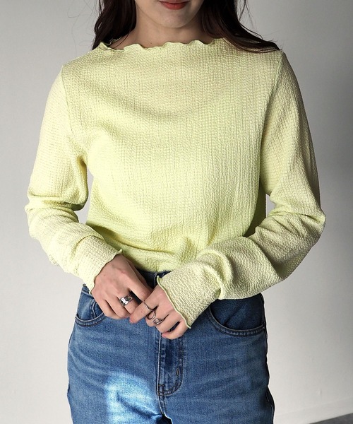 Riberry（リベリー）の「ボートネックメロートップス（Tシャツ/カットソー・レディース・ブラック/ネイビー/オフホワイト/イエロー・MEDIUM）」の4枚目の写真