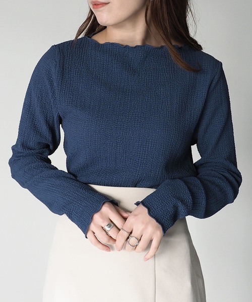 Riberry（リベリー）の「ボートネックメロートップス（Tシャツ/カットソー・レディース・ブラック/ネイビー/オフホワイト/イエロー・MEDIUM）」の12枚目の写真