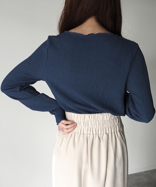 Riberry（リベリー）の「ボートネックメロートップス（Tシャツ/カットソー・レディース・ブラック/ネイビー/オフホワイト/イエロー・MEDIUM）」の14枚目の写真