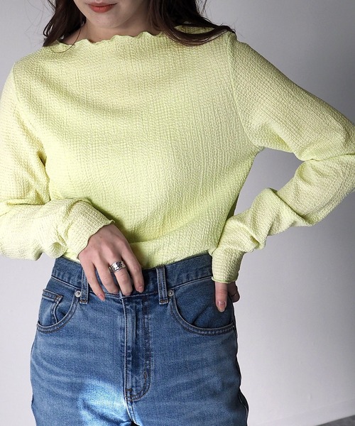 Riberry（リベリー）の「ボートネックメロートップス（Tシャツ/カットソー・レディース・ブラック/ネイビー/オフホワイト/イエロー・MEDIUM）」の15枚目の写真