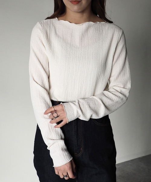 Riberry（リベリー）の「ボートネックメロートップス（Tシャツ/カットソー・レディース・ブラック/ネイビー/オフホワイト/イエロー・MEDIUM）」の5枚目の写真