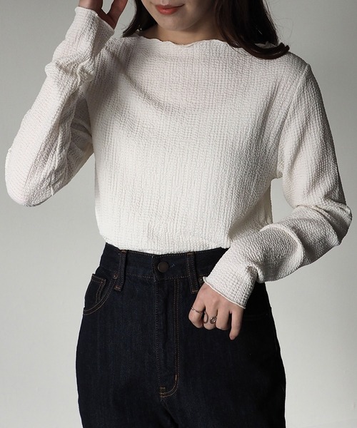 Riberry（リベリー）の「ボートネックメロートップス（Tシャツ/カットソー・レディース・ブラック/ネイビー/オフホワイト/イエロー・MEDIUM）」の6枚目の写真