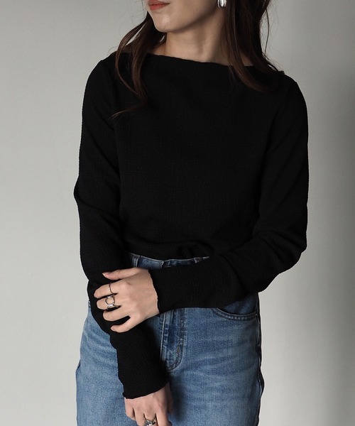 Riberry（リベリー）の「ボートネックメロートップス（Tシャツ/カットソー・レディース・ブラック/ネイビー/オフホワイト/イエロー・MEDIUM）」の10枚目の写真