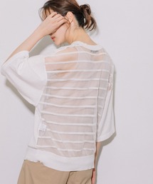 Munich | コットンジャージー×バックシアーボーダートップス(ニット/セーター)