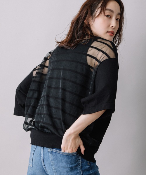 Munich（ミューニック）の「コットンジャージー×バックシアーボーダートップス（ニット/セーター・レディース・ホワイト/ブラック/オレンジ・FREE）」の19枚目の写真