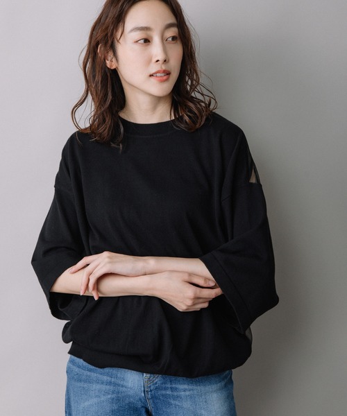 Munich（ミューニック）の「コットンジャージー×バックシアーボーダートップス（ニット/セーター・レディース・ホワイト/ブラック/オレンジ・FREE）」の16枚目の写真