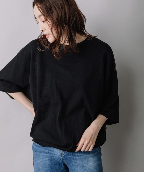 Munich（ミューニック）の「コットンジャージー×バックシアーボーダートップス（ニット/セーター・レディース・ホワイト/ブラック/オレンジ・FREE）」の17枚目の写真