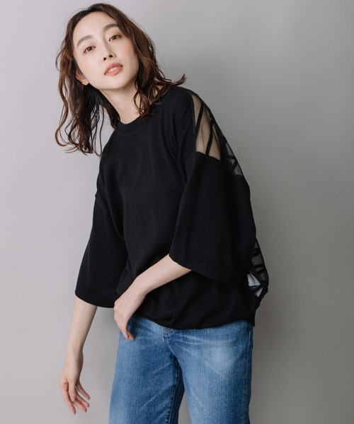 Munich（ミューニック）の「コットンジャージー×バックシアーボーダートップス（ニット/セーター・レディース・ホワイト/ブラック/オレンジ・FREE）」の18枚目の写真