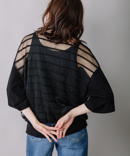 Munich（ミューニック）の「コットンジャージー×バックシアーボーダートップス（ニット/セーター・レディース・ホワイト/ブラック/オレンジ・FREE）」の20枚目の写真