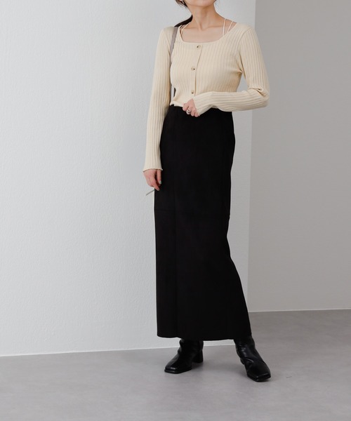 COLONY 2139（コロニートゥーワンスリーナイン）の「ボタン付スクエアネックワイドリブニットプルオーバー（ニット/セーター・レディース・ブラック/アイボリー/グリーン/モカ・FREE）」の9枚目の写真