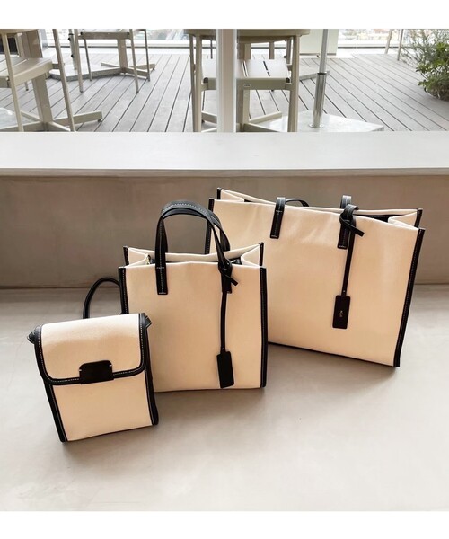 OPAQUE.CLIP（オペークドットクリップ）の「◆アソートスクエアビッグトートバッグ（トートバッグ・レディース・オフホワイト/キャメル・00）」の18枚目の写真