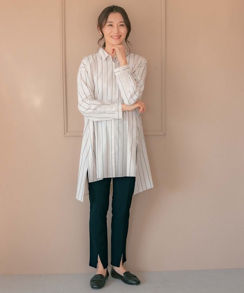 LEPSIM（レプシィム）の「【お花の種が入ったタグ付き】フラワーシードチュニック　262607（シャツ/ブラウス・レディース・パープル/ブルー/グレイッシュベージュ・FREE）」の4枚目の写真