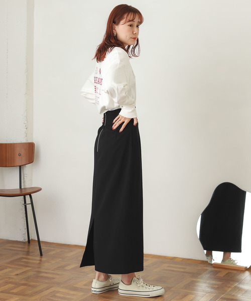 SENSE OF PLACE by URBAN RESEARCH(センスオブプレイスバイアーバンリサーチ)の「ハイウエストナロースカート(スカート・レディース・ブラック/ブラック系その他/ベージュ・ONE)」の19枚目の写真