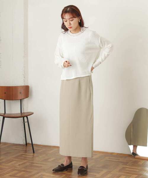 SENSE OF PLACE by URBAN RESEARCH(センスオブプレイスバイアーバンリサーチ)の「ハイウエストナロースカート(スカート・レディース・ブラック/ブラック系その他/ベージュ・ONE)」の20枚目の写真