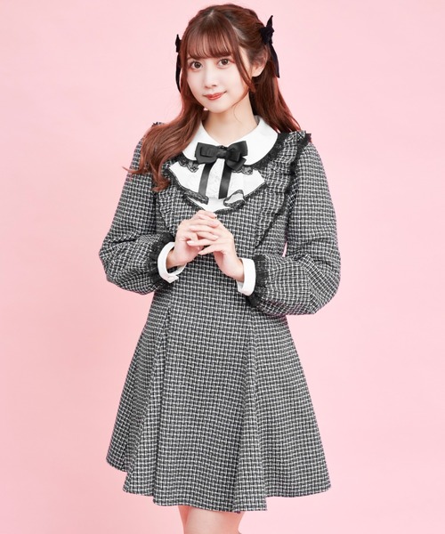 secret honey ラッフルリボンツイードワンピース Secret Honey（シークレットハニー）の「ラッフルリボンツイード