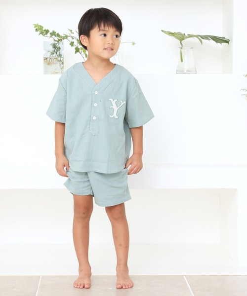 MAKE YOUR DAY（メイクユアデイ）の「ベースボールスーツ■80～140cm（ルームウェア/パジャマ・キッズ・ベージュ/ネイビー/ミント・90/100/110/120/80/130/140）」の6枚目の写真
