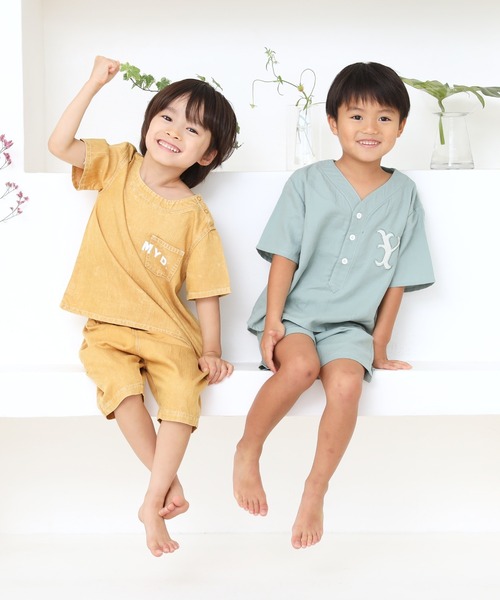 MAKE YOUR DAY（メイクユアデイ）の「ベースボールスーツ■80～140cm（ルームウェア/パジャマ・キッズ・ベージュ/ネイビー/ミント・90/100/110/120/80/130/140）」の8枚目の写真