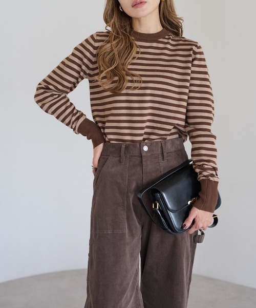 Bonjour Sagan（ボンジュールサガン）の「リブボーダーニット（ニット/セーター・レディース・ホワイト×ブラック/ベージュ/ブラック×ホワイト・FREE）」の3枚目の写真