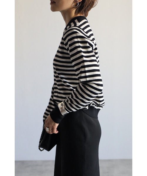 Bonjour Sagan（ボンジュールサガン）の「リブボーダーニット（ニット/セーター・レディース・ホワイト×ブラック/ベージュ/ブラック×ホワイト・FREE）」の11枚目の写真