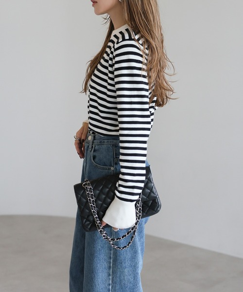 Bonjour Sagan（ボンジュールサガン）の「リブボーダーニット（ニット/セーター・レディース・ホワイト×ブラック/ベージュ/ブラック×ホワイト・FREE）」の13枚目の写真