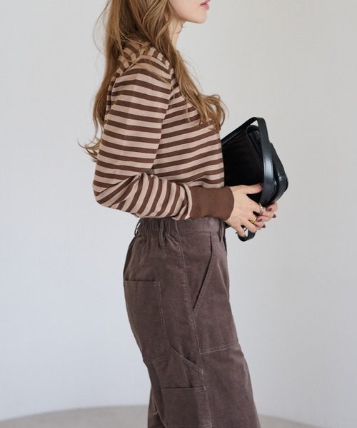 Bonjour Sagan（ボンジュールサガン）の「リブボーダーニット（ニット/セーター・レディース・ホワイト×ブラック/ベージュ/ブラック×ホワイト・FREE）」の21枚目の写真