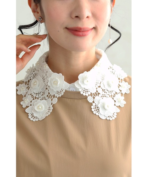 cawaii（カワイイ）の「いつもの服が可愛いく変わる。白花レースの付け襟（付け襟・レディース・ホワイト・FREE）」の4枚目の写真