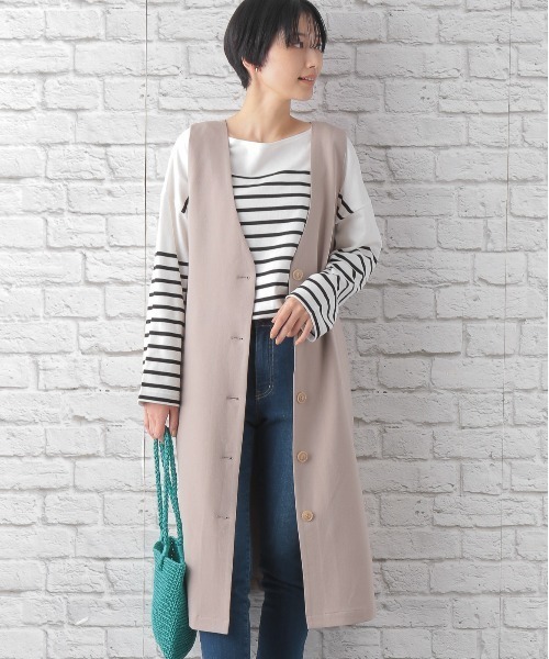 LEPSIM（レプシィム）の「2WAYキナガシジレ　261220（その他アウター・レディース・カーキ/グレイッシュベージュ/ベージュ・FREE）」の4枚目の写真