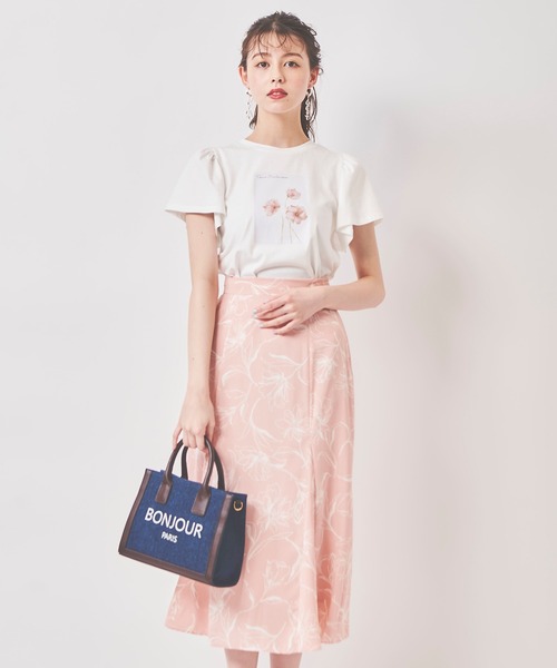 31 Sons de mode（トランテアン　ソン　ドゥ　モード）の「フラワーフォト風Ｔシャツ（Tシャツ/カットソー・レディース・ブラック/オフホワイト・36）」の12枚目の写真