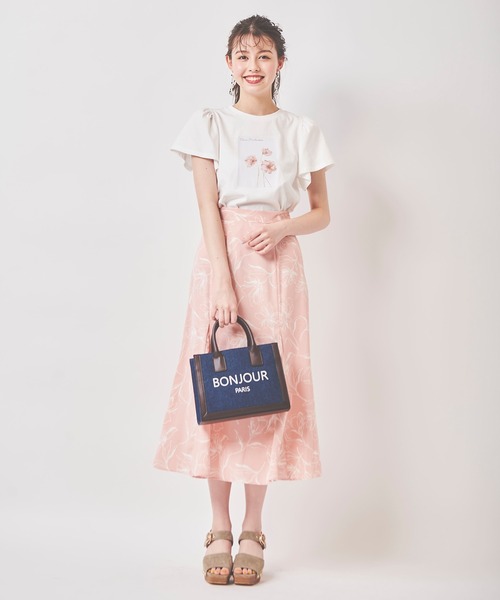 31 Sons de mode（トランテアン　ソン　ドゥ　モード）の「フラワーフォト風Ｔシャツ（Tシャツ/カットソー・レディース・ブラック/オフホワイト・36）」の13枚目の写真