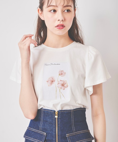 31 Sons de mode（トランテアン　ソン　ドゥ　モード）の「フラワーフォト風Ｔシャツ（Tシャツ/カットソー・レディース・ブラック/オフホワイト・36）」の11枚目の写真