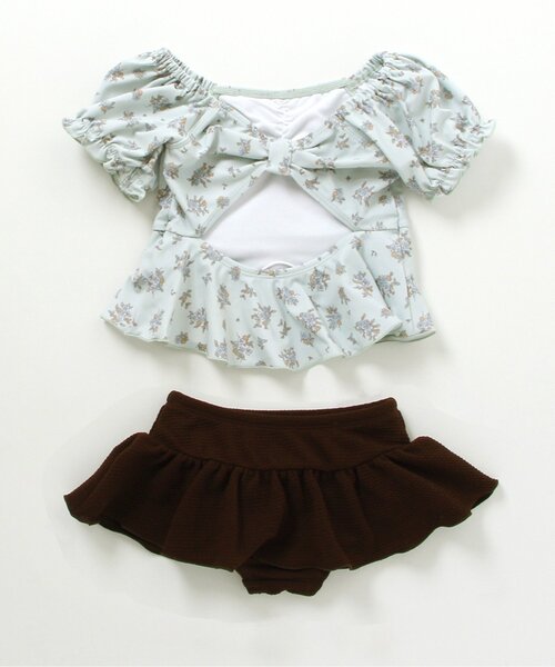 apres les cours（アプレレクール）の「ナチュラル花柄セパレート水着_UVカット（水着・キッズ・アイボリー/ミント・90/100/140/110/120/130/80）」の16枚目の写真