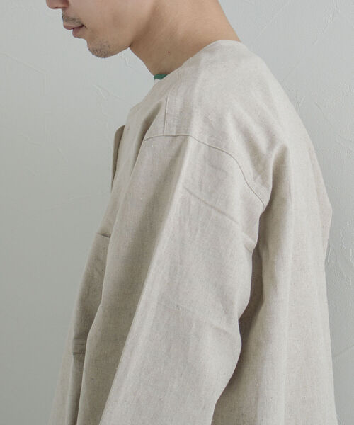 GLOSTER（グロスター）の「【GLOSTER/グロスター】綿麻キャンバスノーカラージャケット（ブルゾン・メンズ・キナリ/ブラック/オリーブ・MEDIUM/LARGE）」の11枚目の写真