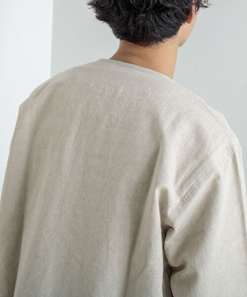 GLOSTER（グロスター）の「【GLOSTER/グロスター】綿麻キャンバスノーカラージャケット（ブルゾン・メンズ・キナリ/ブラック/オリーブ・MEDIUM/LARGE）」の13枚目の写真