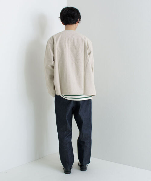 GLOSTER（グロスター）の「【GLOSTER/グロスター】綿麻キャンバスノーカラージャケット（ブルゾン・メンズ・キナリ/ブラック/オリーブ・MEDIUM/LARGE）」の16枚目の写真