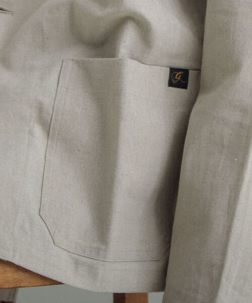 GLOSTER（グロスター）の「【GLOSTER/グロスター】綿麻キャンバスノーカラージャケット（ブルゾン・メンズ・キナリ/ブラック/オリーブ・MEDIUM/LARGE）」の20枚目の写真