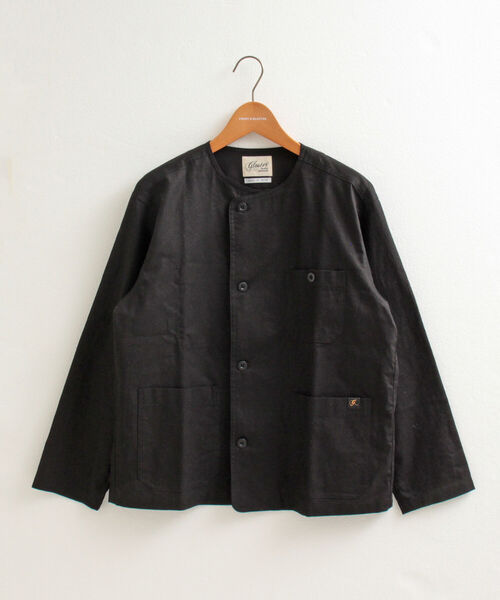 GLOSTER（グロスター）の「【GLOSTER/グロスター】綿麻キャンバスノーカラージャケット（ブルゾン・メンズ・キナリ/ブラック/オリーブ・MEDIUM/LARGE）」の22枚目の写真