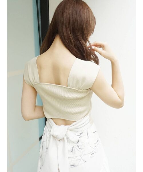 MERCURYDUO（マーキュリーデュオ）の「配色バックリボンコンパクトニット（ニット/セーター・レディース・ブラック/オフホワイト/ライム/ブルー・FREE）」の14枚目の写真