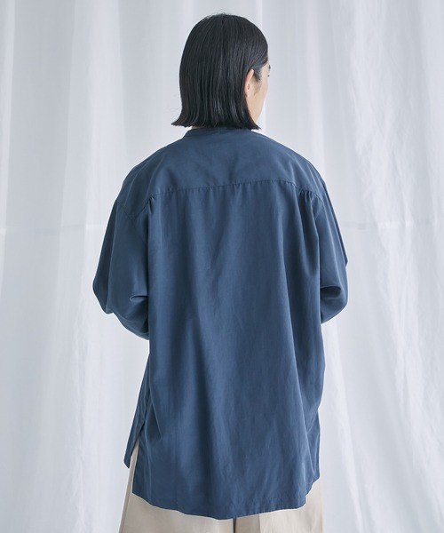 PUBLIC TOKYO(パブリックトウキョウ)の「ポリリネンバンドロングシャツ(シャツ/ブラウス・メンズ・ネイビー/ブルー/ダークグレー・2/1)」の13枚目の写真