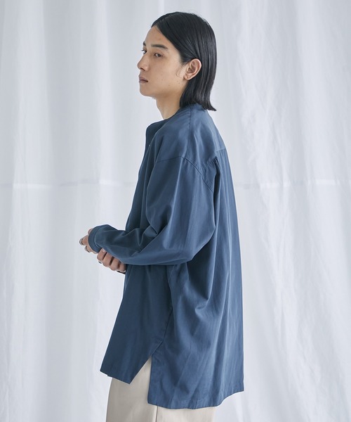 PUBLIC TOKYO(パブリックトウキョウ)の「ポリリネンバンドロングシャツ(シャツ/ブラウス・メンズ・ネイビー/ブルー/ダークグレー・2/1)」の12枚目の写真