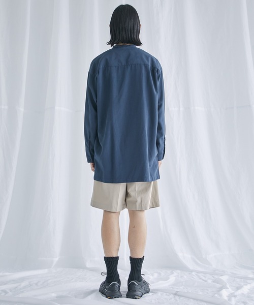 PUBLIC TOKYO(パブリックトウキョウ)の「ポリリネンバンドロングシャツ(シャツ/ブラウス・メンズ・ネイビー/ブルー/ダークグレー・2/1)」の15枚目の写真